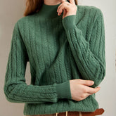 Half turtleneck Long-sleeved Cable Knit Casual Cashmere Sweater